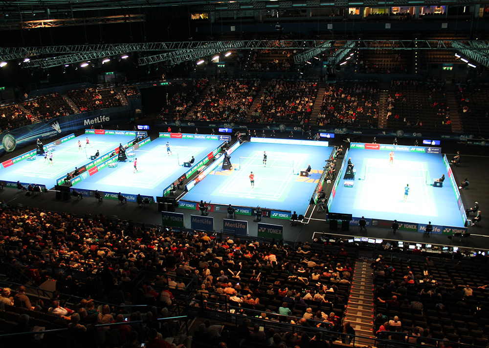 Badminton Championships Courts Lit Up Sports Event Players