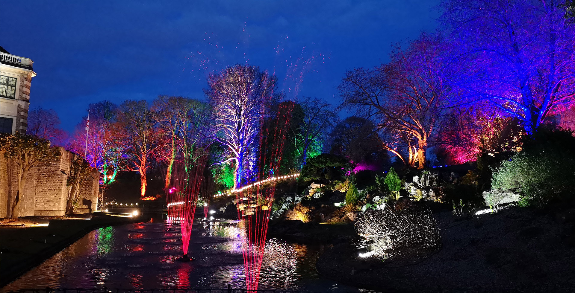 English Heritage Outdoor Lighting Event Pond Fountain Eltham